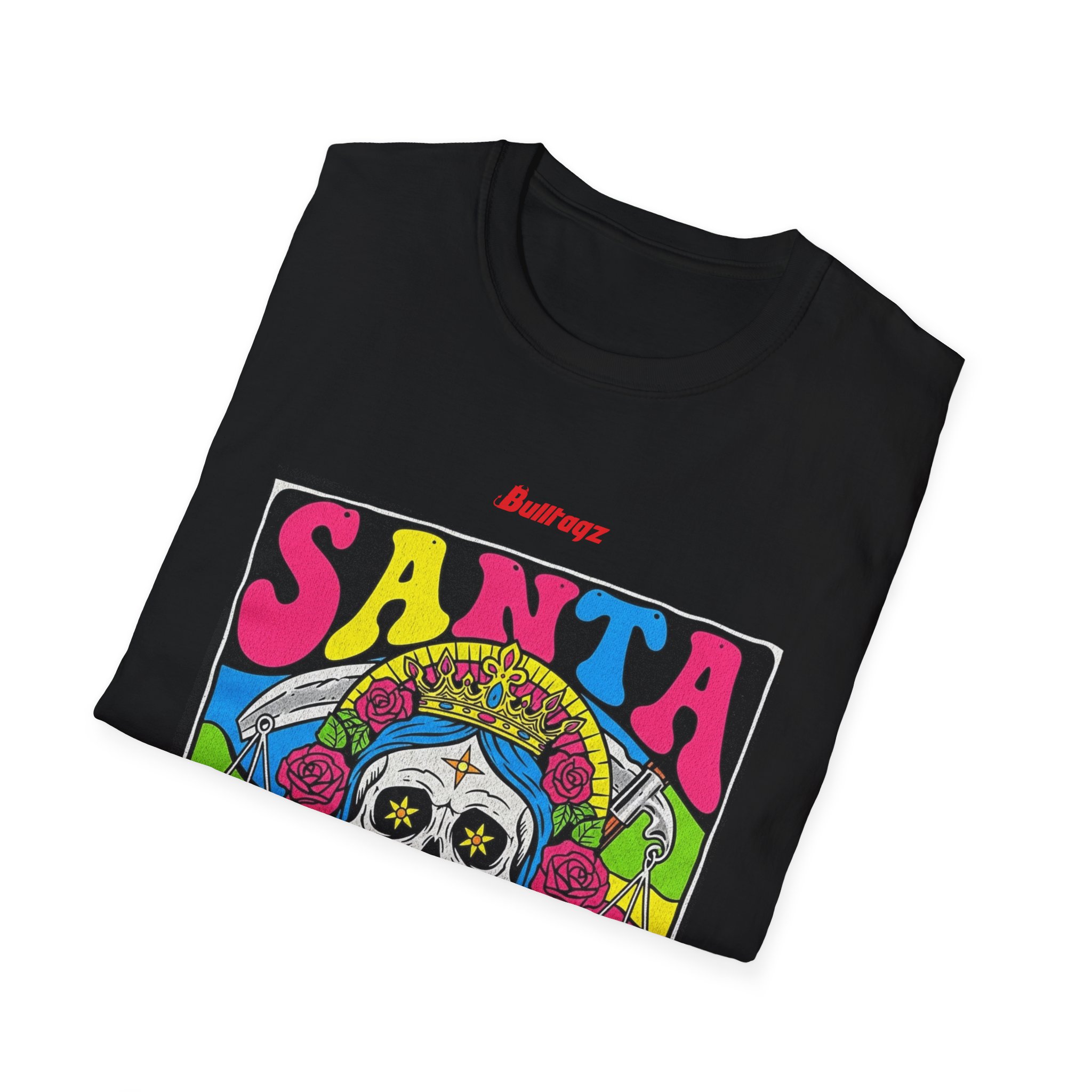 Santa Muerte T-Shirt, Colorful Skull Art Tee for Day of the Dead, Halloween, Casual Wear, Graphic Tee - Image 4
