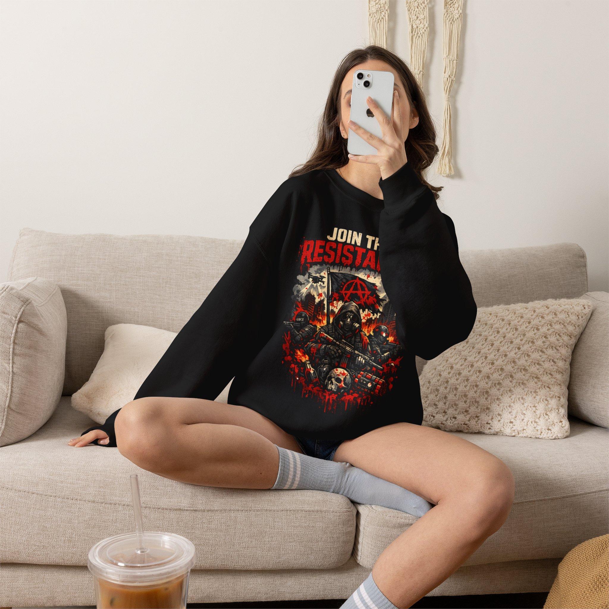 Join The Resistance Sweatshirt — Gothic Skull & Anarchy Graphic Crewneck - Image 6