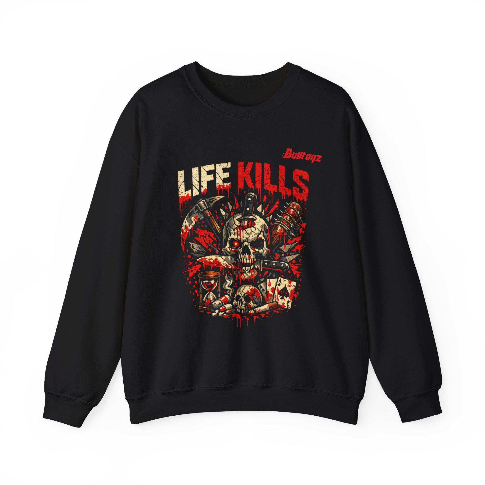'Life Kills' Skull Horror Crewneck - Image 2