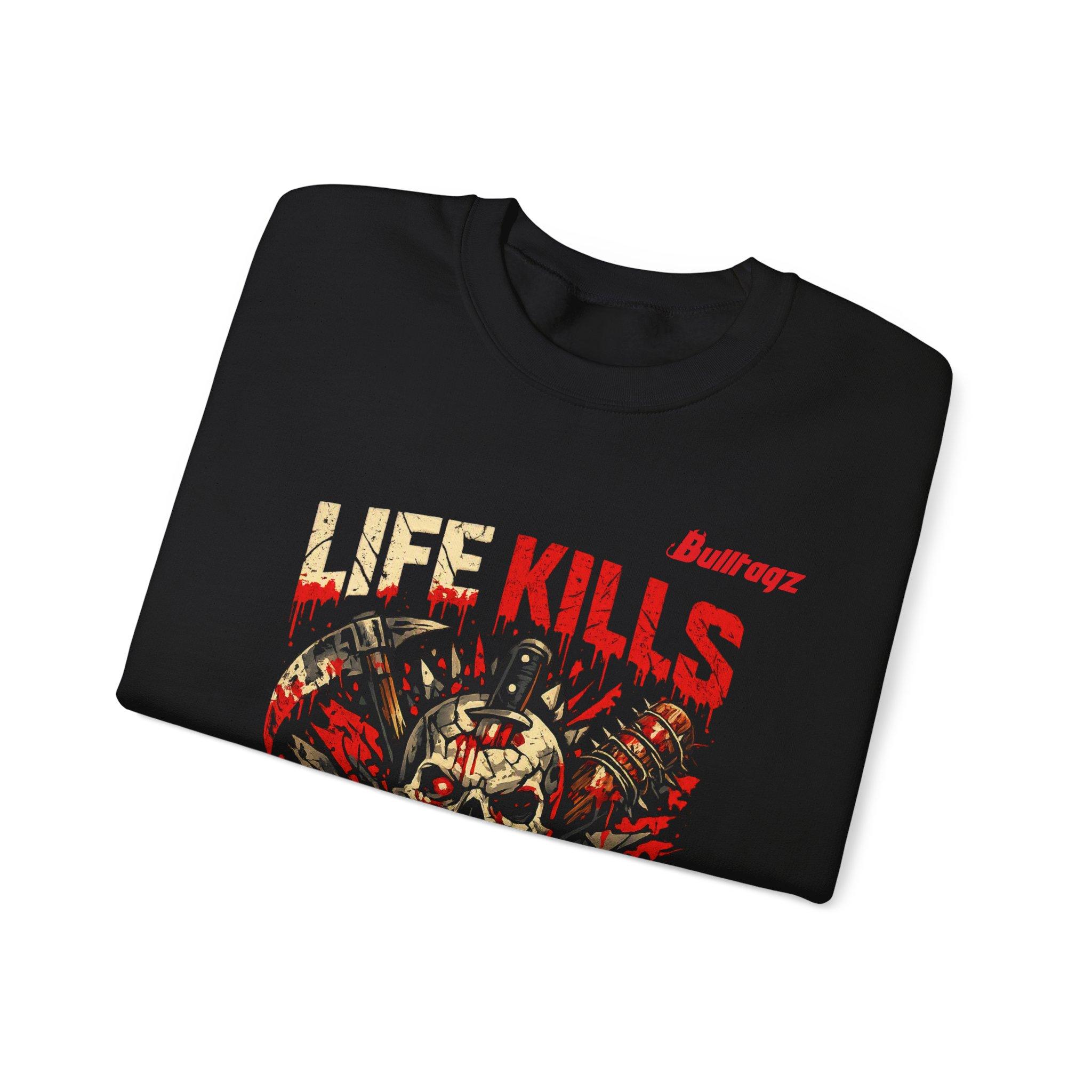 'Life Kills' Skull Horror Crewneck - Image 4