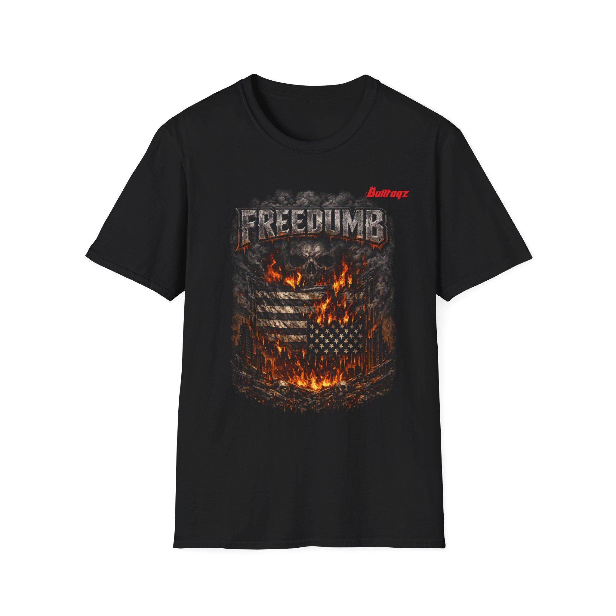 Freedom Skull T-Shirt — "FREEDUMB" Grunge Flame Graphic - Image 3